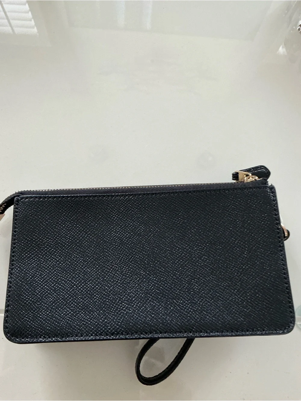 Coach Black Leather Wristlet with Gold Logo